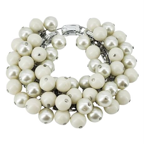Vintage Japan Silver Tone Cha-Cha Bead Bracelet