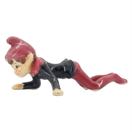 Vintage Made in Japan Creeping Ceramic Pixie Elf Figurine