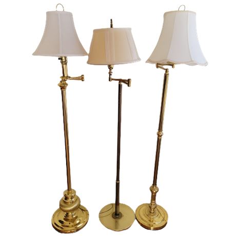 Brass Floor Lamps, Lot of 3