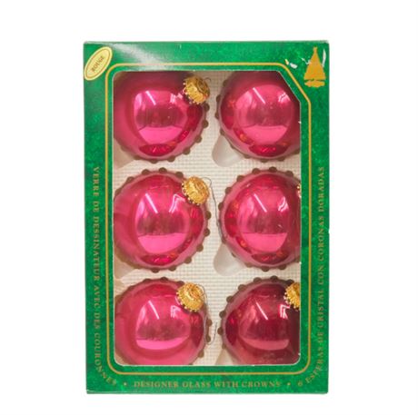 2.5" Glass Christmas Ornaments, Red Rouge