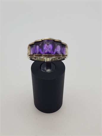 Sterling Scissor Cut Purple Crystal Ring 3.9 Grams (size 7)
