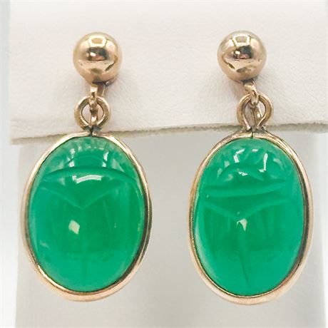 Vintage Van Dell Gold-Filled & Gemstone Scarab Screw Back Earrings