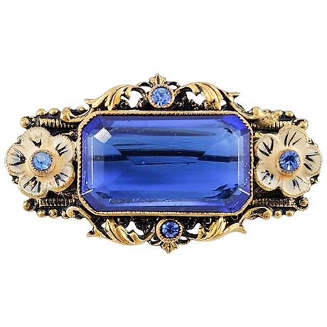 Vintage Edwardian Blue Paste Collar Brooch