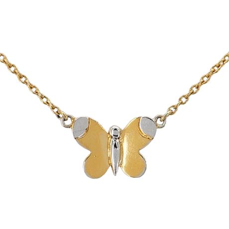 Vintage CROWN TRIFARI Two-Tone Butterfly Necklace