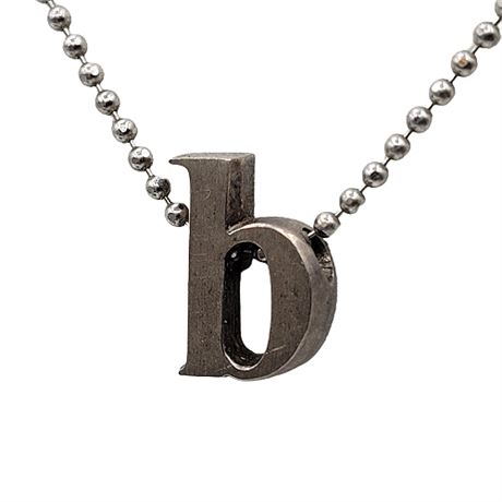 Signed ALEX WOO Sterling Silver "Little Letter" B Pendant Necklace