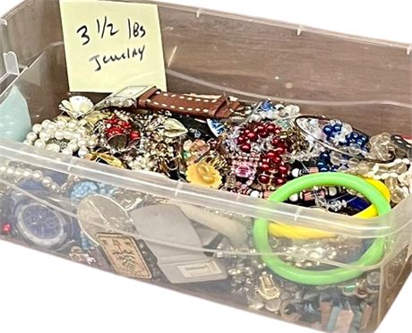3 1/2 pound of Misc costume jewelry lot