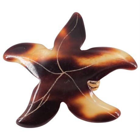 Vintage Faux Tortoise Shell Starfish Brooch
