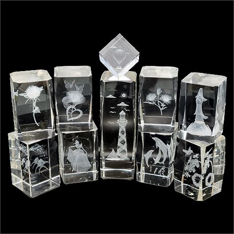 Laser Engraved Glass Paperweight Collection