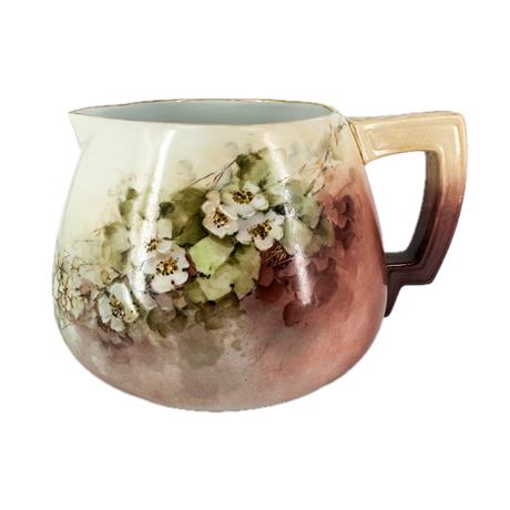 Antique Crown Austrian Porcelain Hand Painted Floral Pitcher