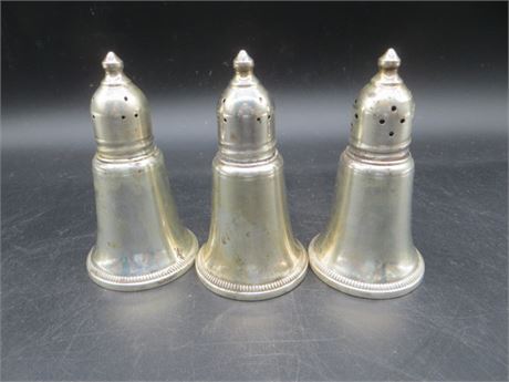 3 STERLING SALT & PEPPER SHAKERS