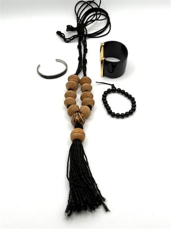 Black Jewelry - 3 Bracelets and 1 Necklace