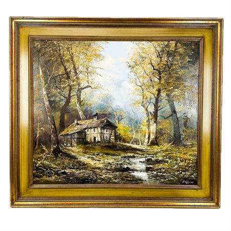 Vintage Josef Kugler "Foresters House" Original Oil Painting on Canvas