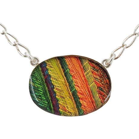 Artisan Made Sterling Silver Colorful Pendant Necklace