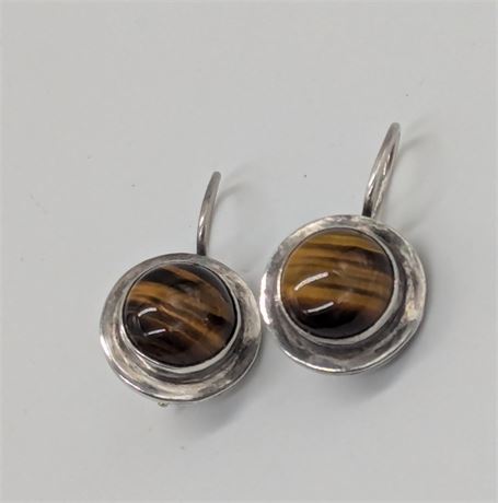 Sterling silver and tiger eye pierced earrings