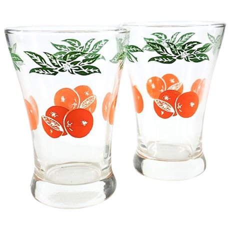 Vintage Federal Glass Orange Juice Glasses, Set of 2