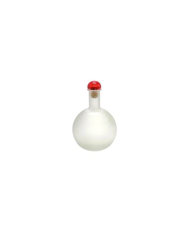 Vtg Italian Frosted Round Glass Decanter w/Acrylic Stopper