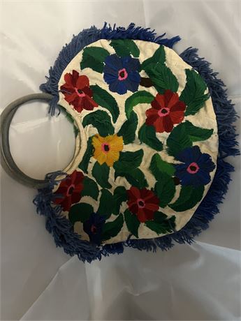 Vintage crocheted and crewl  Retro purse
