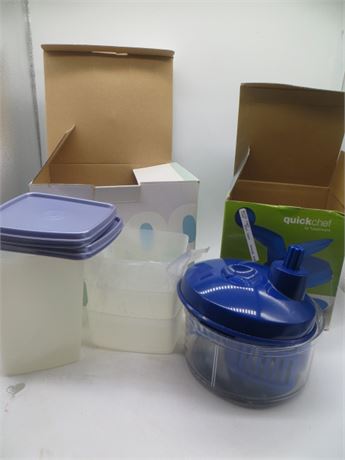 NEW VINTAGE TUPPERWARE SQUARES SET OF 4 & QUICK CHEF