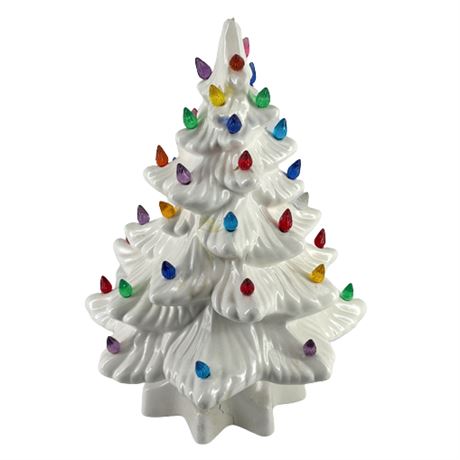 Vintage Lighted White Ceramic Christmas Tree