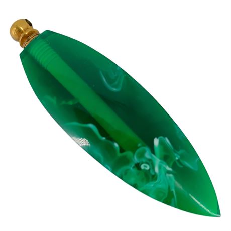 Vintage Green Art Glass Perfume Bottle / Pendant – Marbled Swirl Design