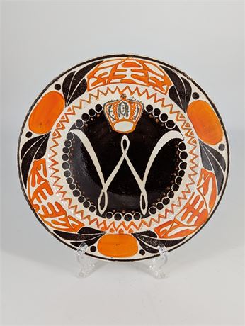 Vintage Dutch Pottery Plate Wall Hanging Orange Brown