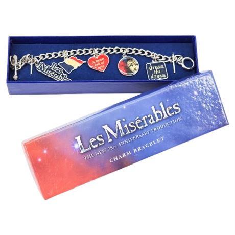 Vintage "Les Misérables" Musical 25th Anniversary Charm Bracelet in Box