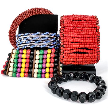Lot of 5 Colorful Beaded Bracelets – Mixed Styles & Materials