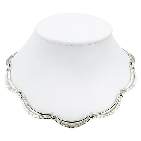 Vintage CORO Silver Tone Curved Link Necklace