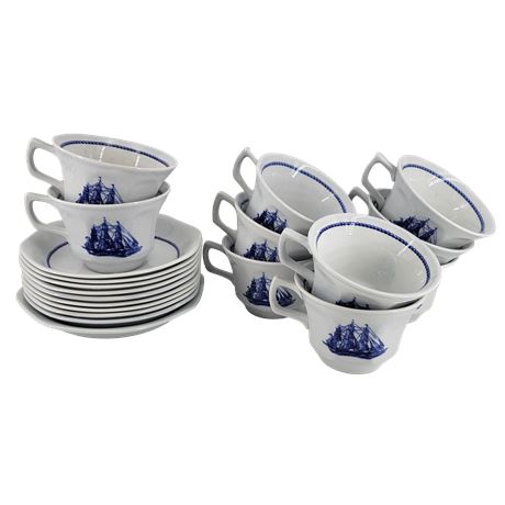 Wedgwood American Clipper Tea Cups & Saucers - Set of 10