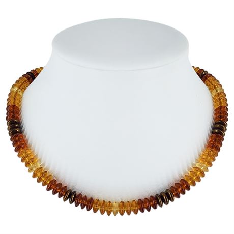 Vintage West Germany Amber Glass Rondel Bead Necklace
