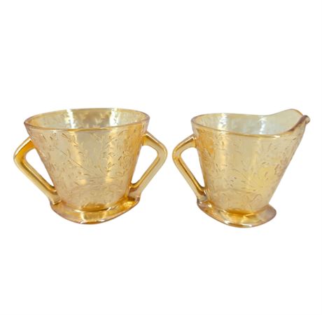 VTG Florogold Cream & Sugar Bowl