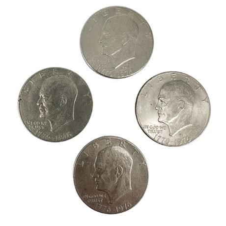 Lot of 4 1776-1976 Eisenhower Dollars