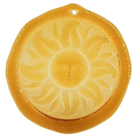 Vintage CMA Hand Blown Amber Glass Sun Face Suncatcher