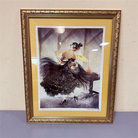 Fantastic Signed Fan Dancer Signed Framed Lithograph