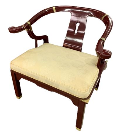 Century Chair Company Oriental Claret Lacquer Wood Armchair with Brass Trim