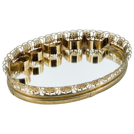 Mid-Century Hollywood Regency Mirrored Lipstick Holder Vanity Tray