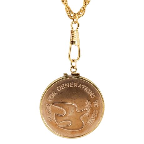 Vintage 1973 FRANKLIN MINT Peace Coin Necklace