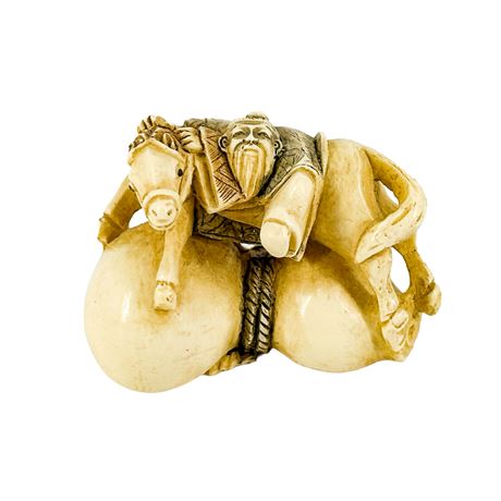 Vintage Faux Ivory Carved Japanese Netsuke Figurine