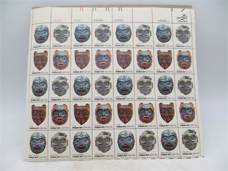 Indian Art Masks Stamps Scott #1834-1837