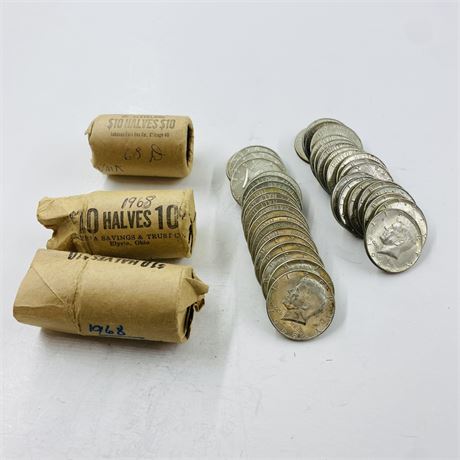 $30 XF-BU 1968 Kennedy Half Dollars