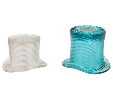 VTG Aqua Blue & Clear, Glass Hats