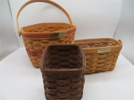1197 LONGABERGER SNOWFLAKE BASKET, 1998 DRESDEN TOUR BASKET II & LARGE SQUARE