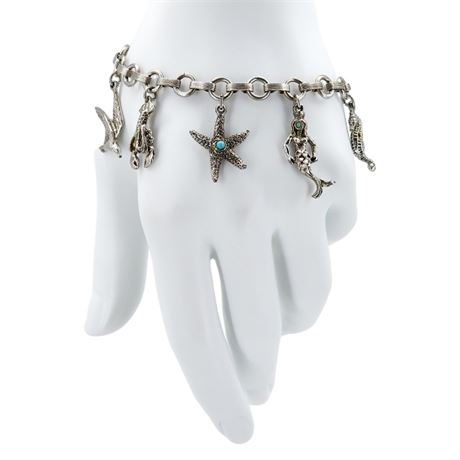 Vintage Nautical/Seaside Themed Charm Bracelet