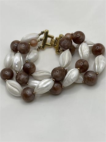 Vintage crown Trifari brown and cream multi strand bracelet