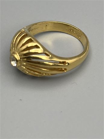 Crown Ferrari gold domed center rhinestone ring