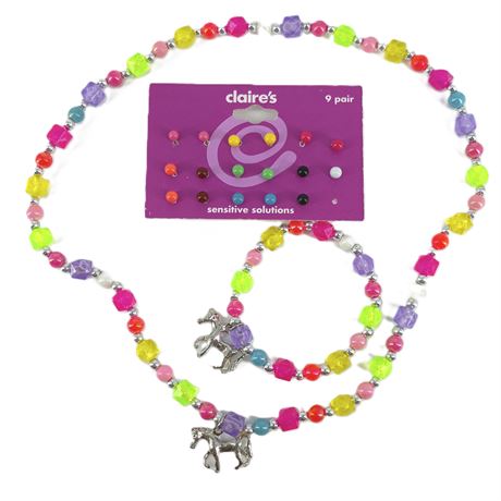 Rainbow Unicorn Children's Lot - Necklace, Bracelet and Earring Set