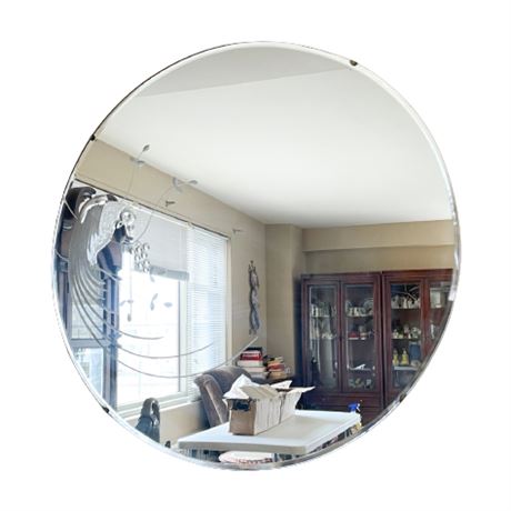 Antique Round Etched Wall Mirror
