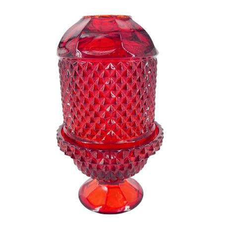 Viking Art Glass Ruby Red Fairy Lamp