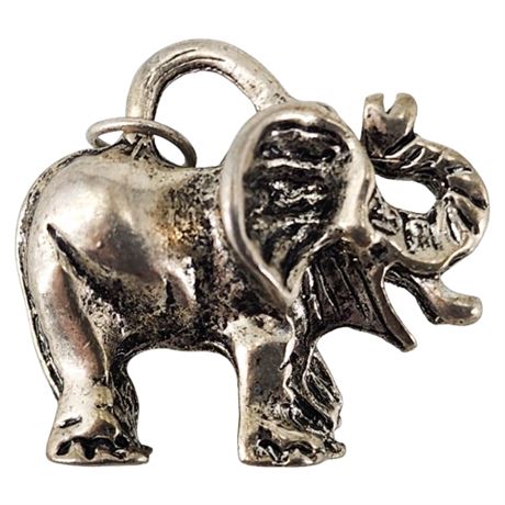Heavy Silver Tone Elephant Pendant