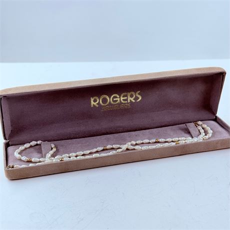 9.55g 14k Gold Pearl Necklace / Bracelet Set